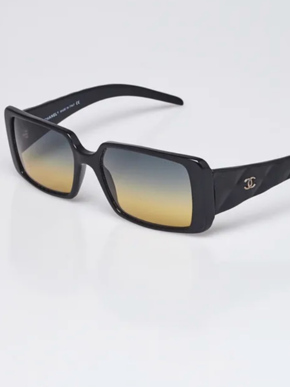 Chanel Rectangular Black Frame quilted Logo Sunglasses